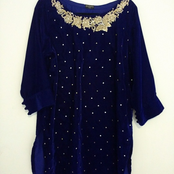 Agha Noor designer velvet Kurti or top - Picture 8 of 8
